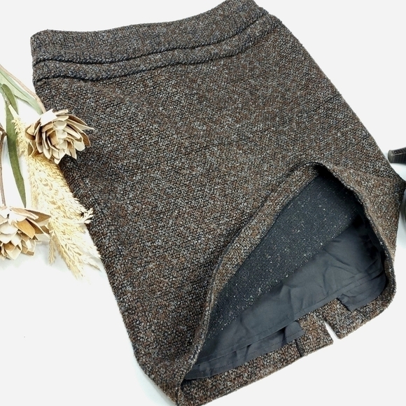Adrienne Vittadini Thick Brown Blk Texture Skirt 10 - Picture 2 of 15